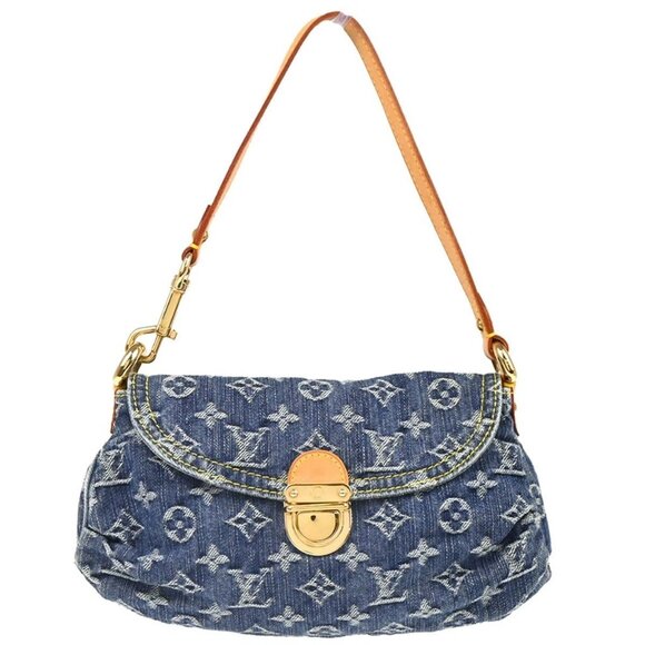 Louis Vuitton Blue Monogram Denim Mini Pleaty Handbag M95050 CA1015 - Picture 1 of 15